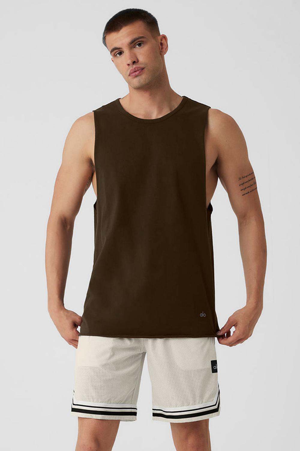 Alo Yoga Society Raw Edge Uomo Tank Espresso | Italia  ZRU-738026
