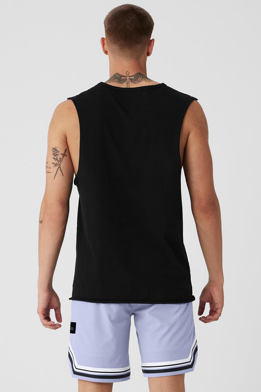 Alo Yoga Society Raw Edge Uomo Tank Nere | Italia  NYD-631405