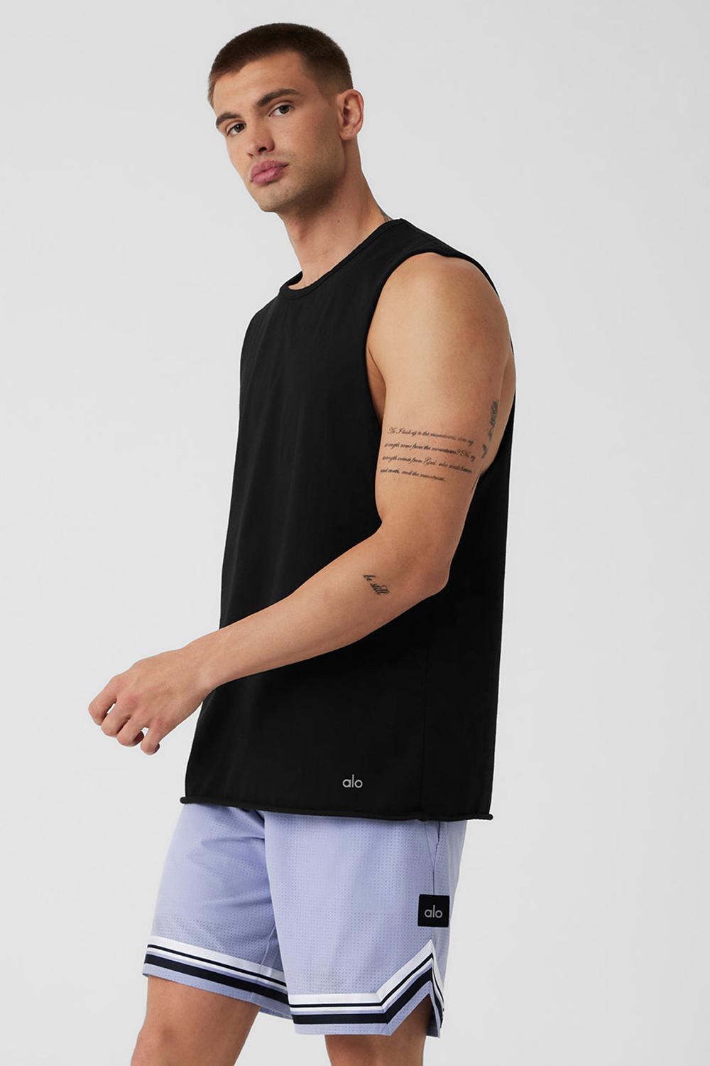Alo Yoga Society Raw Edge Uomo Tank Nere | Italia  NYD-631405