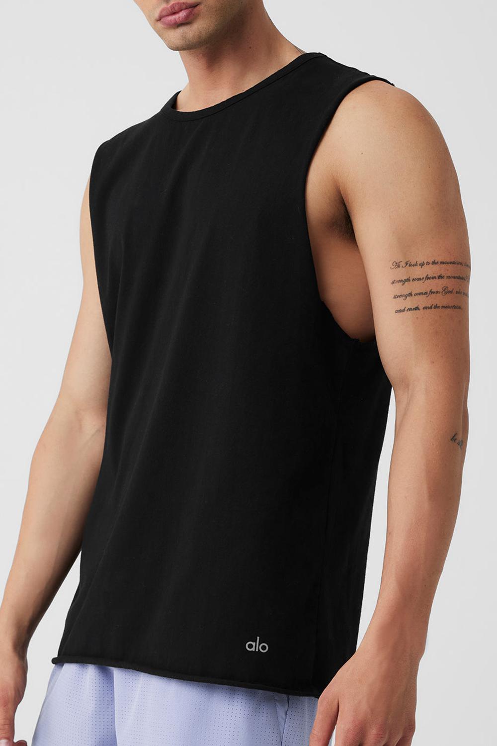 Alo Yoga Society Raw Edge Uomo Tank Nere | Italia  NYD-631405