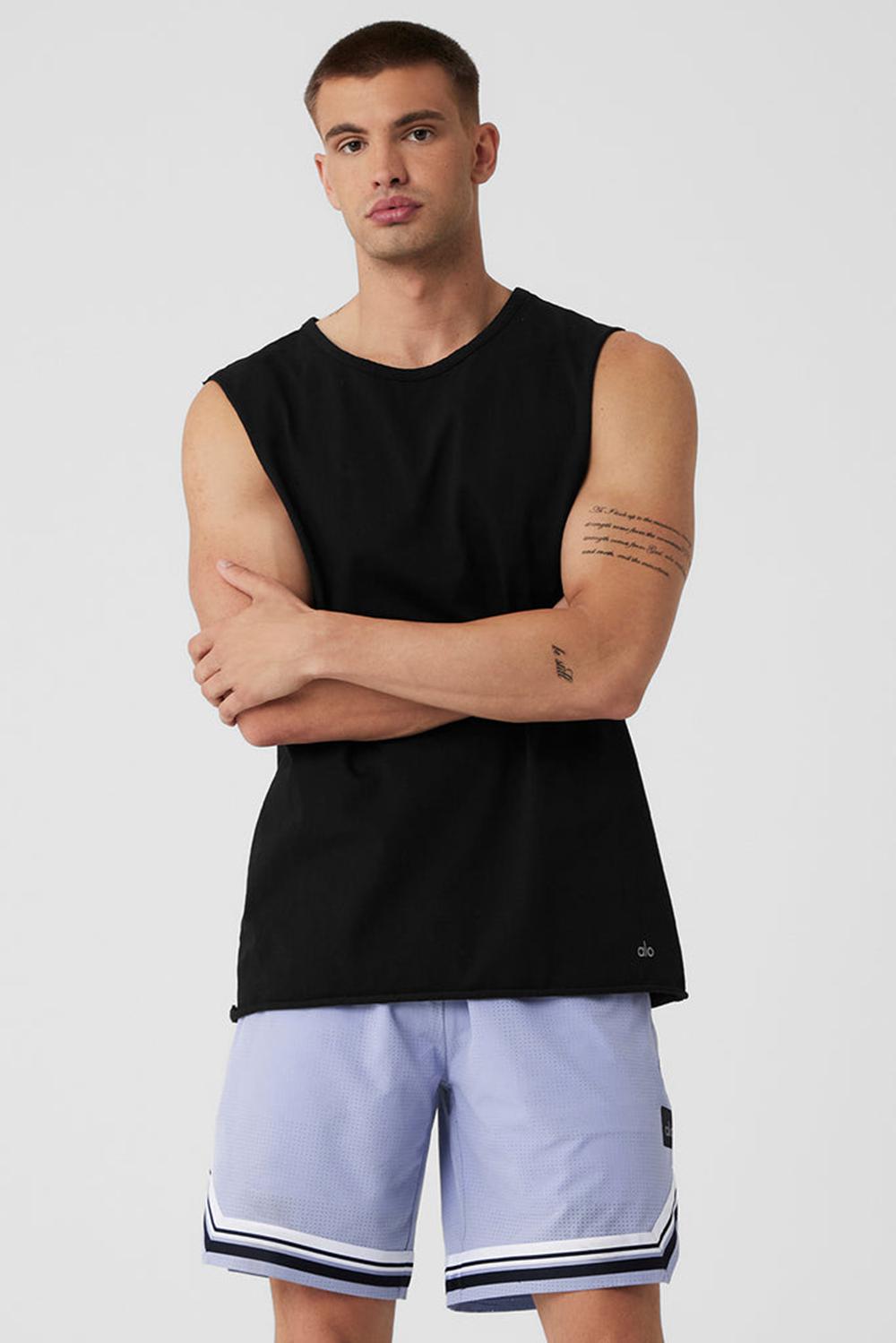 Alo Yoga Society Raw Edge Uomo Tank Nere | Italia  NYD-631405