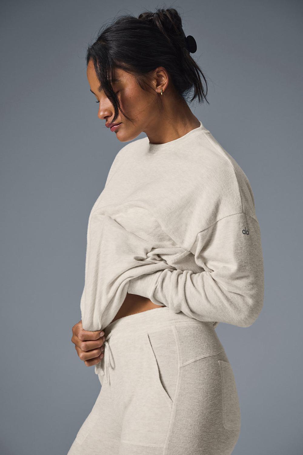 Alo Yoga Soho Donna Pullover Oatmeal Heather | Italia  QDL-409271