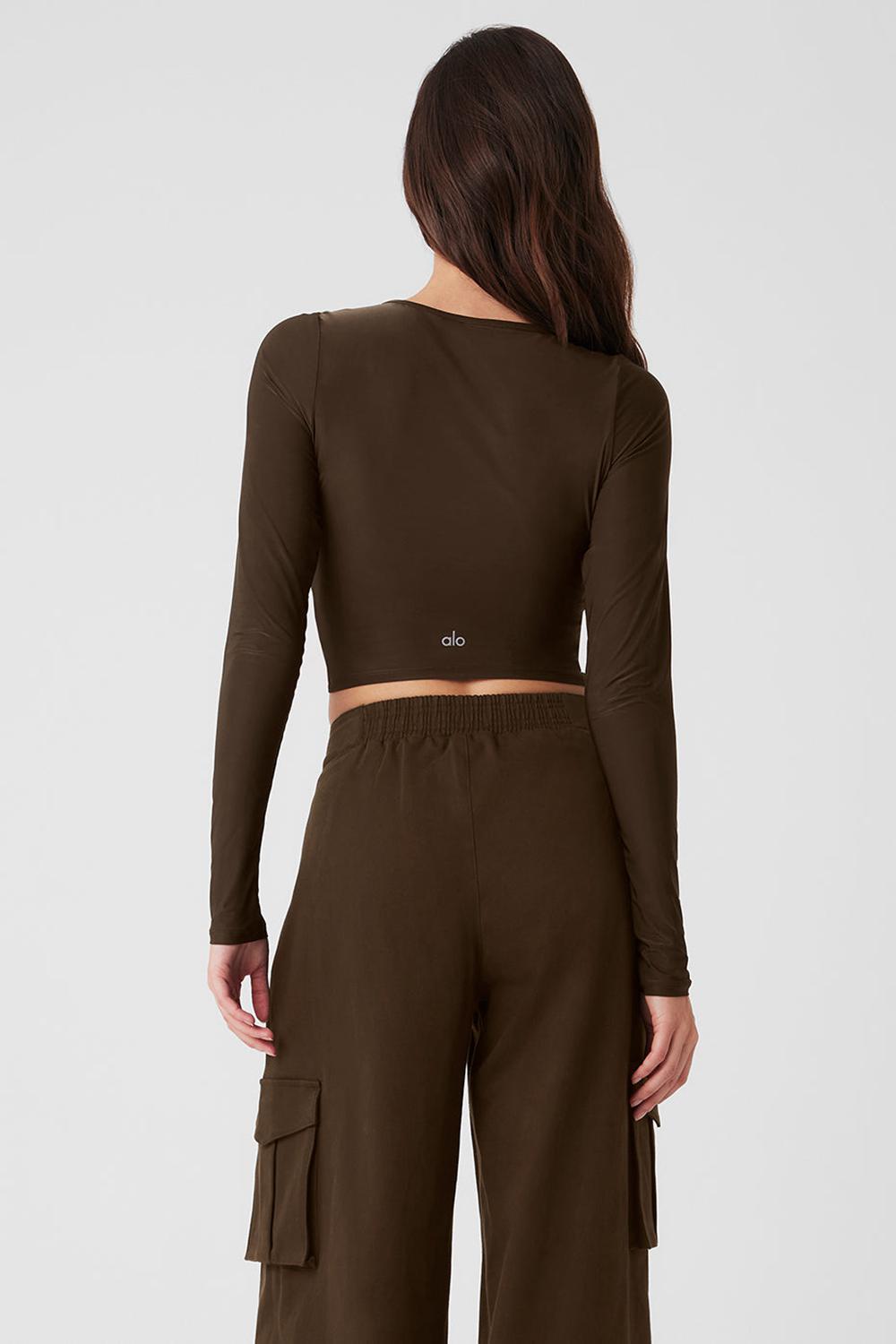 Alo Yoga Standout Donna Maniche Lunghe Espresso | Italia  JCA-549316