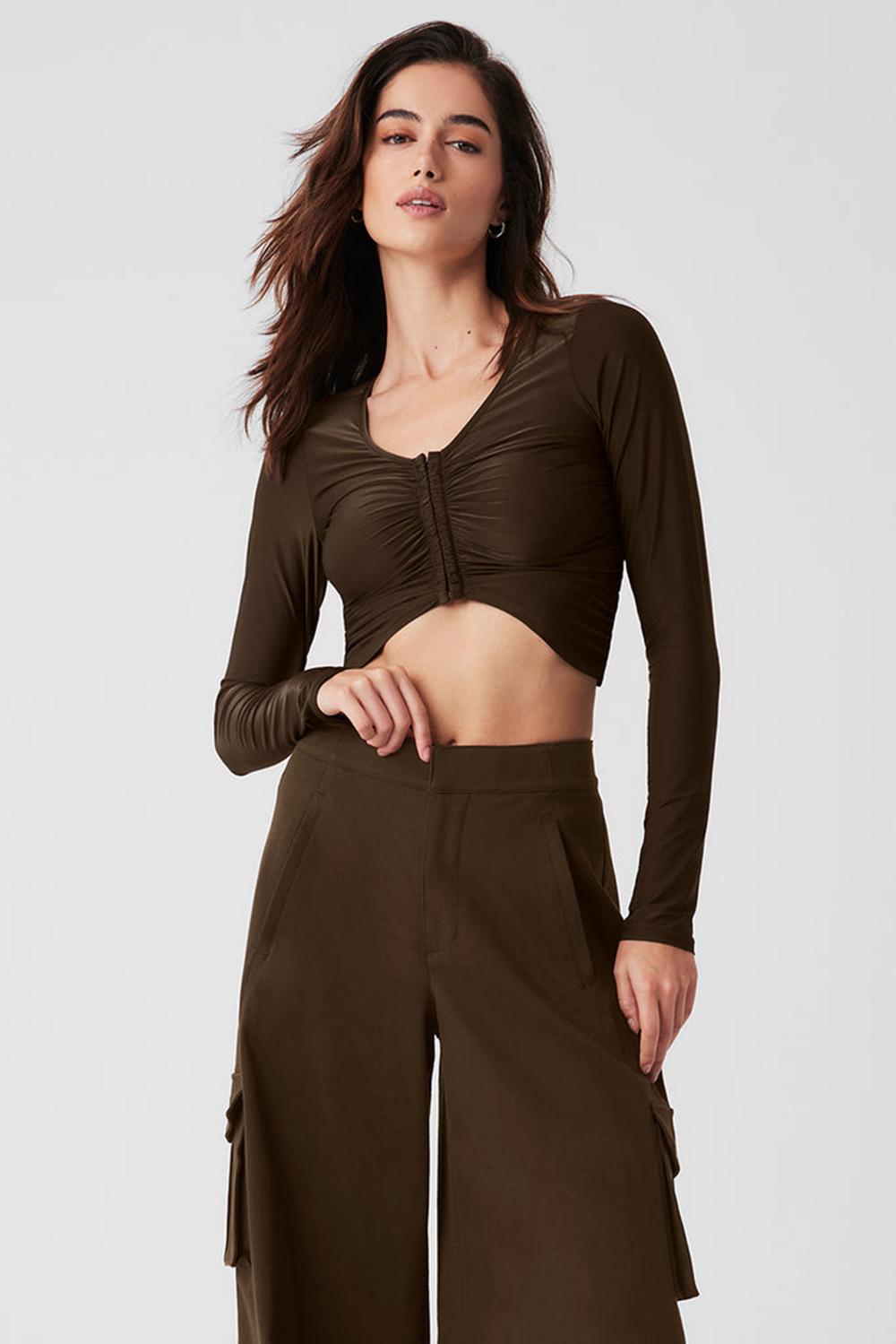 Alo Yoga Standout Donna Maniche Lunghe Espresso | Italia  JCA-549316