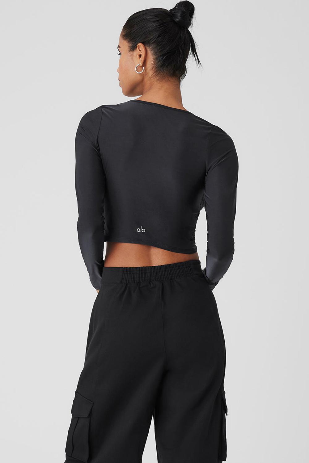 Alo Yoga Standout Donna Maniche Lunghe Nere | Italia  BRP-170698
