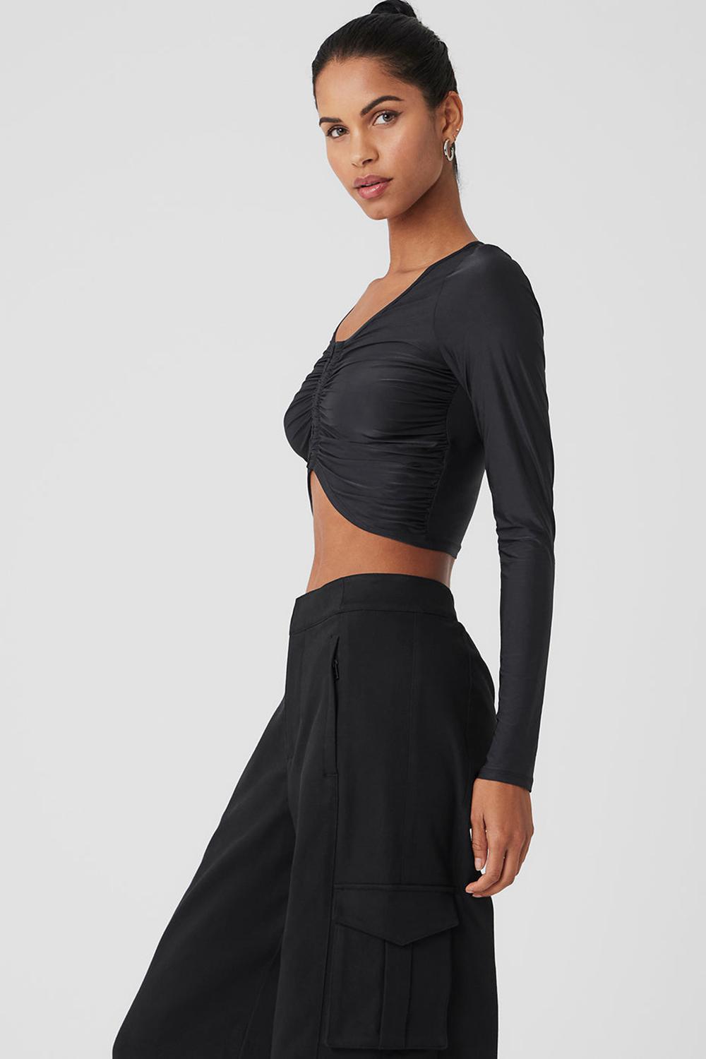 Alo Yoga Standout Donna Maniche Lunghe Nere | Italia  BRP-170698