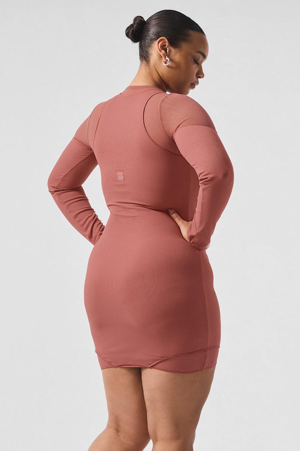 Alo Yoga Striped Mesh Synergy Donna Maniche Lunghe Soft Terracotta | Italia  EUH-975641