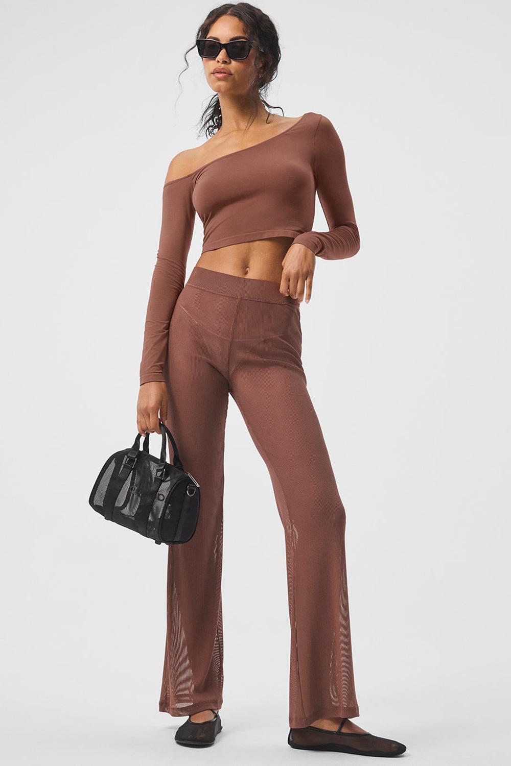 Alo Yoga Striped Mesh Tropical Nights Flare Donna Pant Chestnut | Italia  RGL-032864