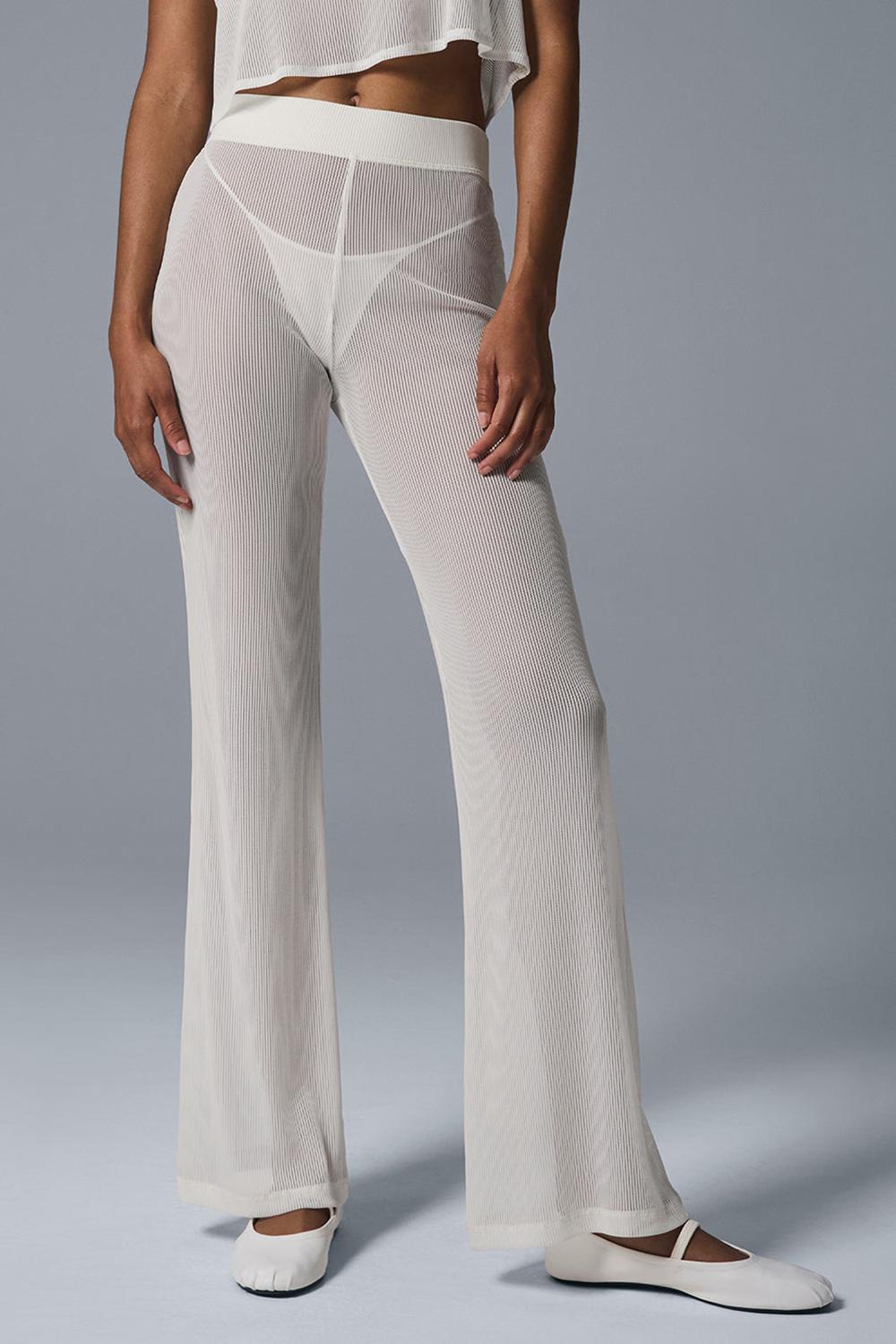 Alo Yoga Striped Mesh Tropical Nights Flare Donna Pant Ivory | Italia  AJO-605721