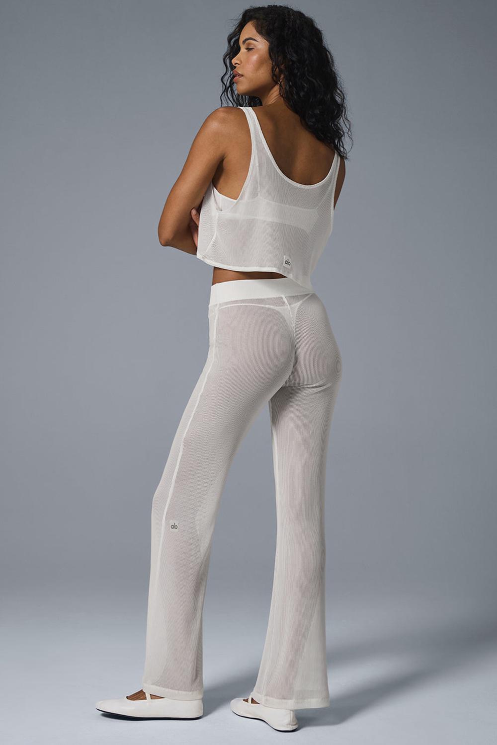 Alo Yoga Striped Mesh Tropical Nights Flare Donna Pant Ivory | Italia  AJO-605721