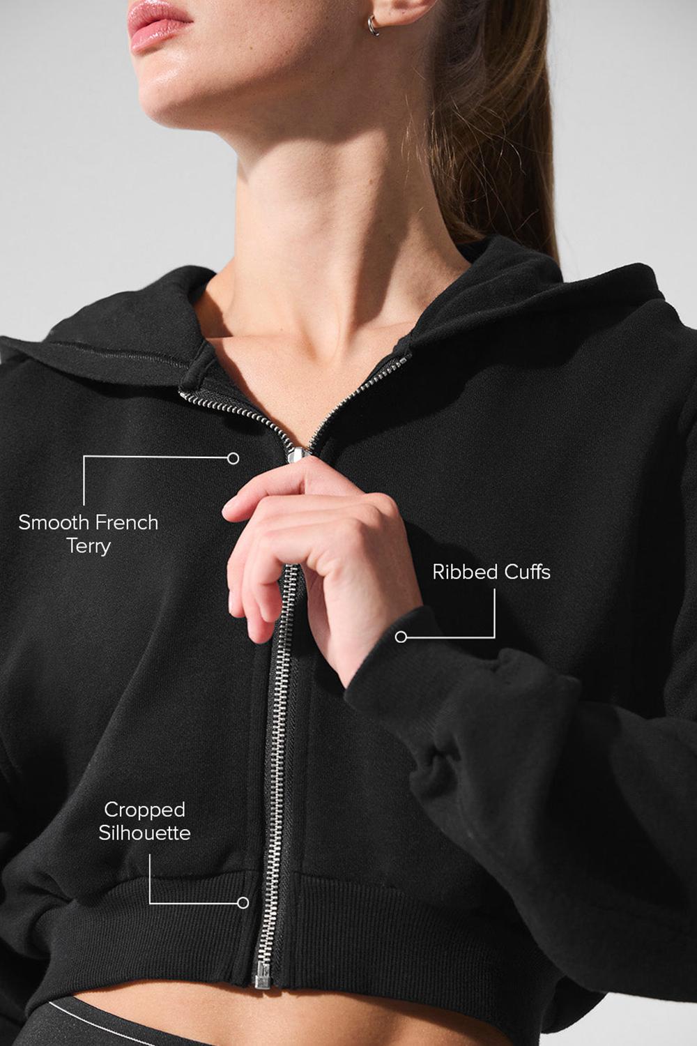 Alo Yoga Sweet Escape Zip Up Donna Felpa con Cappuccio Nere | Italia  TUO-431206