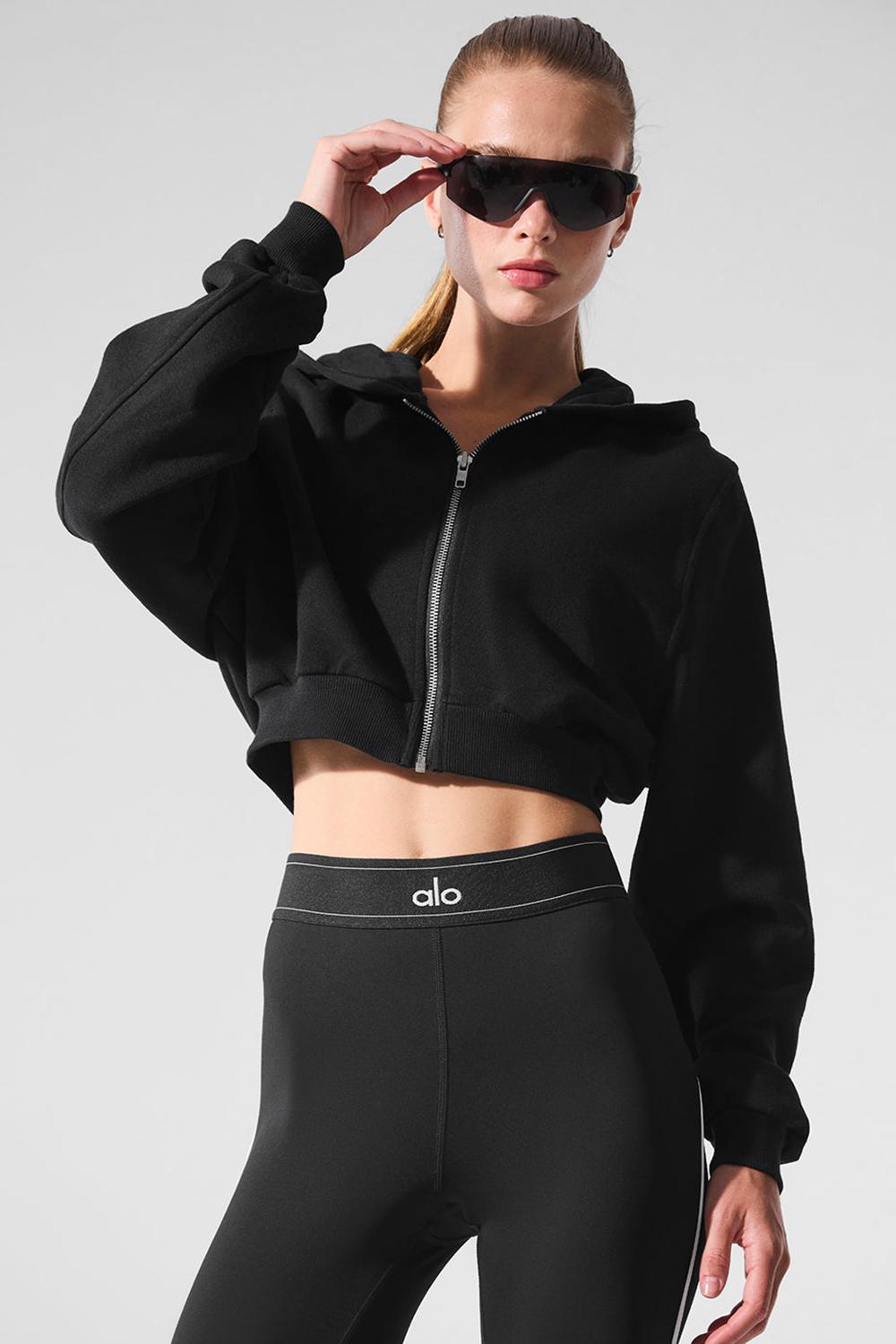 Alo Yoga Sweet Escape Zip Up Donna Felpa con Cappuccio Nere | Italia  TUO-431206