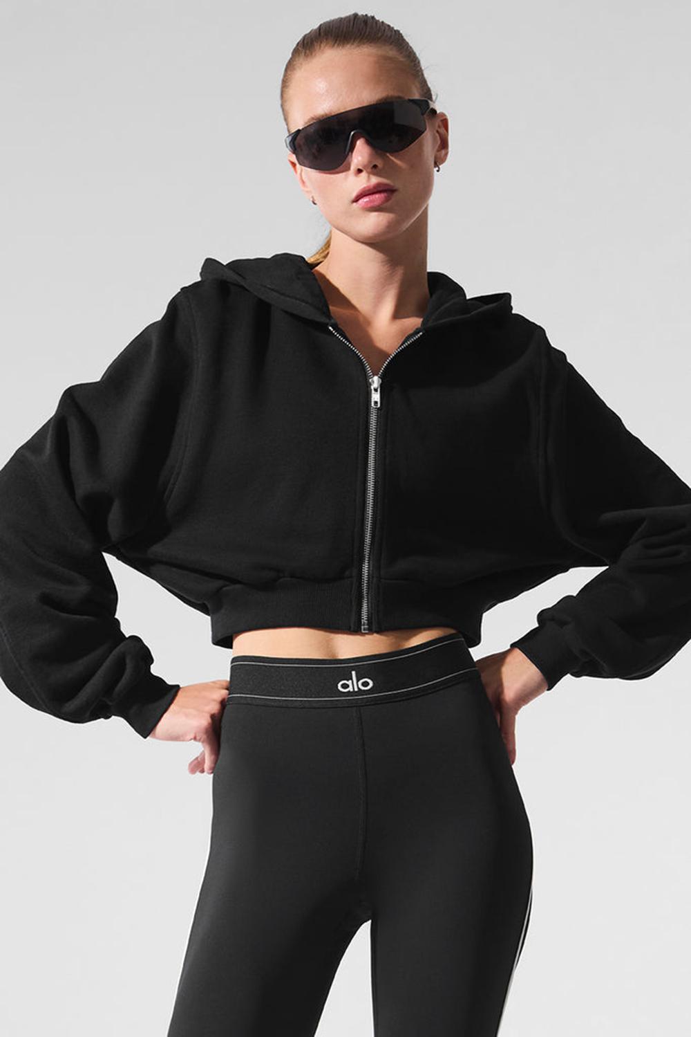 Alo Yoga Sweet Escape Zip Up Donna Felpa con Cappuccio Nere | Italia  TUO-431206