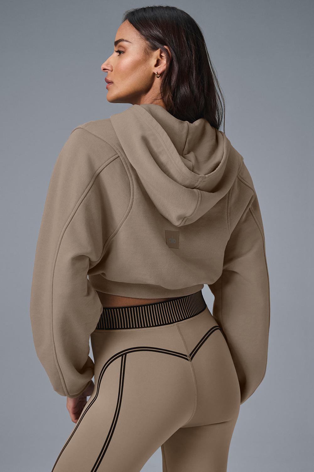 Alo Yoga Sweet Escape Zip Up Donna Felpa con Cappuccio Gravel | Italia  CXQ-175632