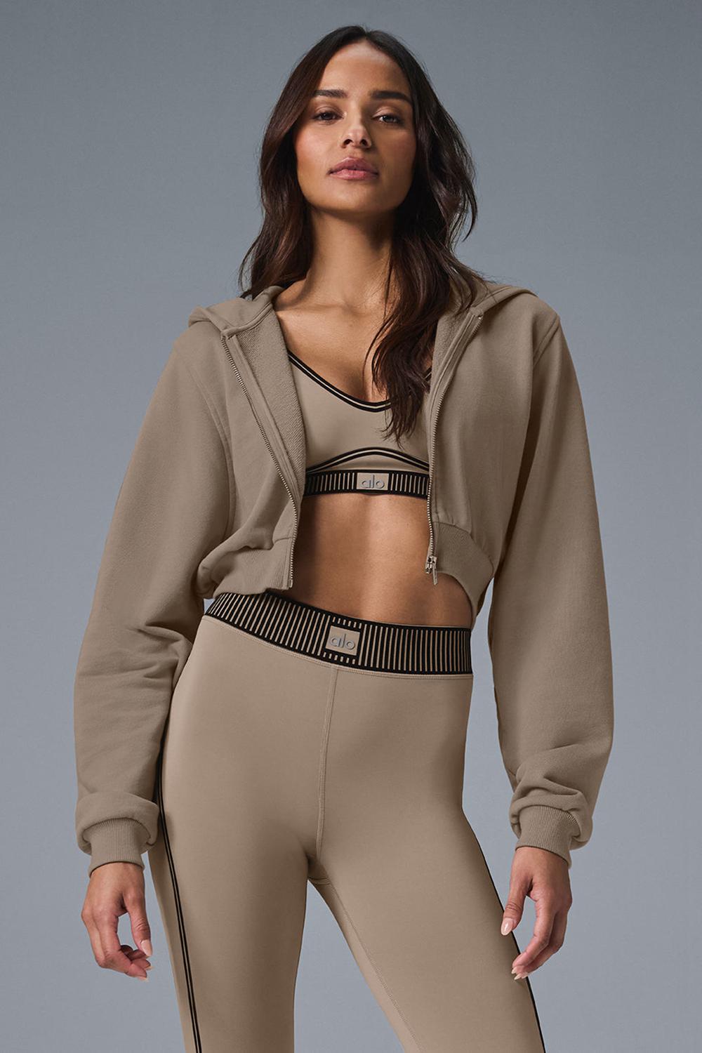 Alo Yoga Sweet Escape Zip Up Donna Felpa con Cappuccio Gravel | Italia  CXQ-175632