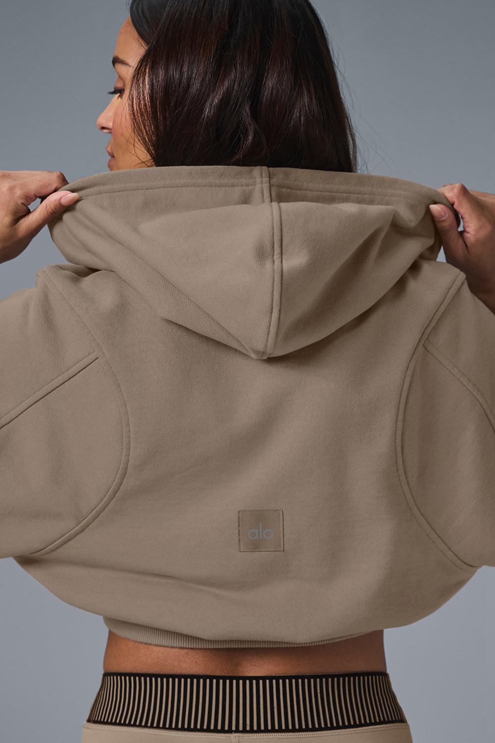Alo Yoga Sweet Escape Zip Up Donna Felpa con Cappuccio Gravel | Italia  CXQ-175632
