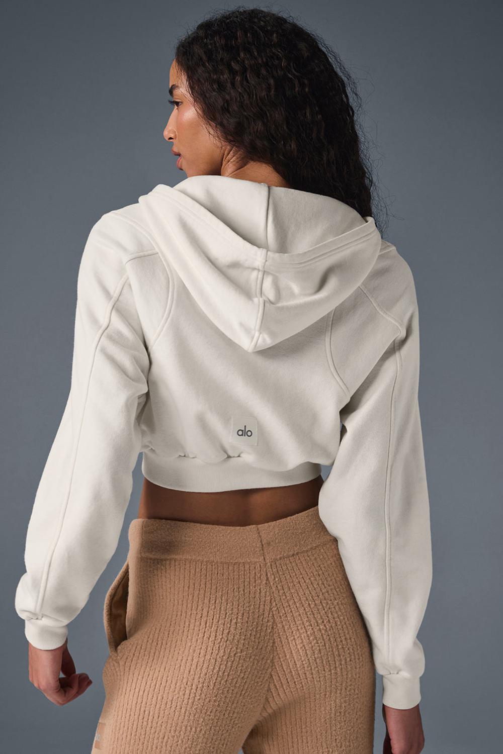 Alo Yoga Sweet Escape Zip Up Donna Felpa con Cappuccio Ivory | Italia  SBY-657240