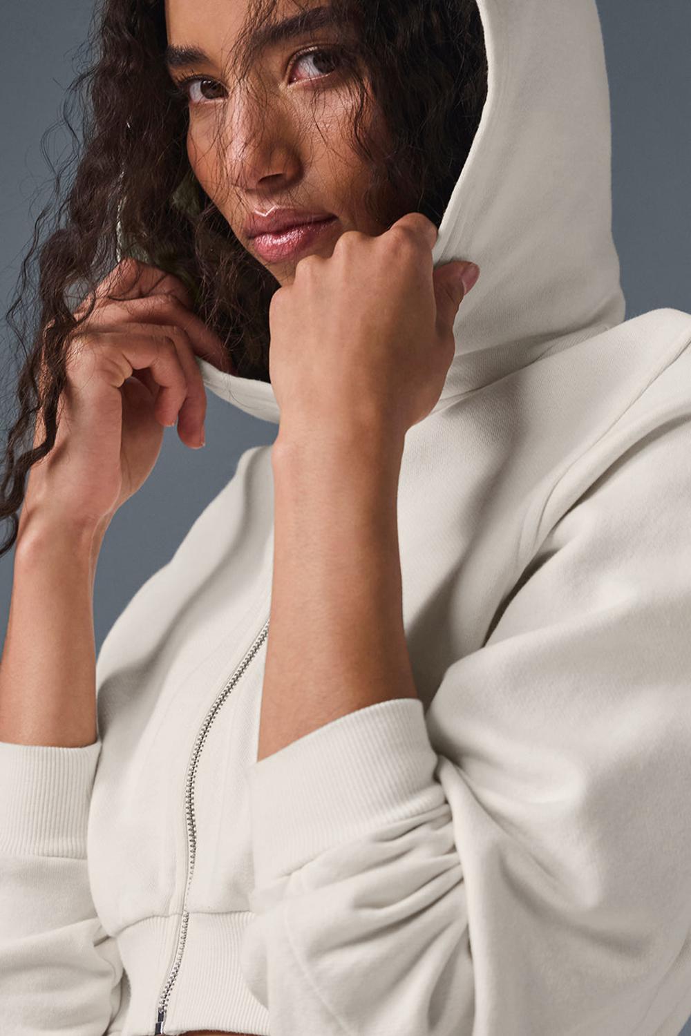 Alo Yoga Sweet Escape Zip Up Donna Felpa con Cappuccio Ivory | Italia  SBY-657240