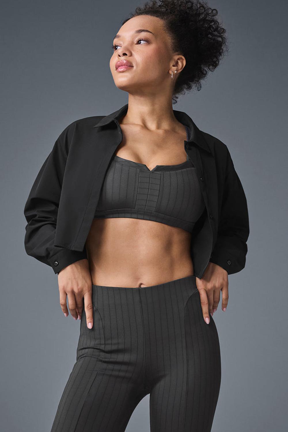 Alo Yoga Take Me Out Button Up Donna Top Corti Nere | Italia  POX-783214