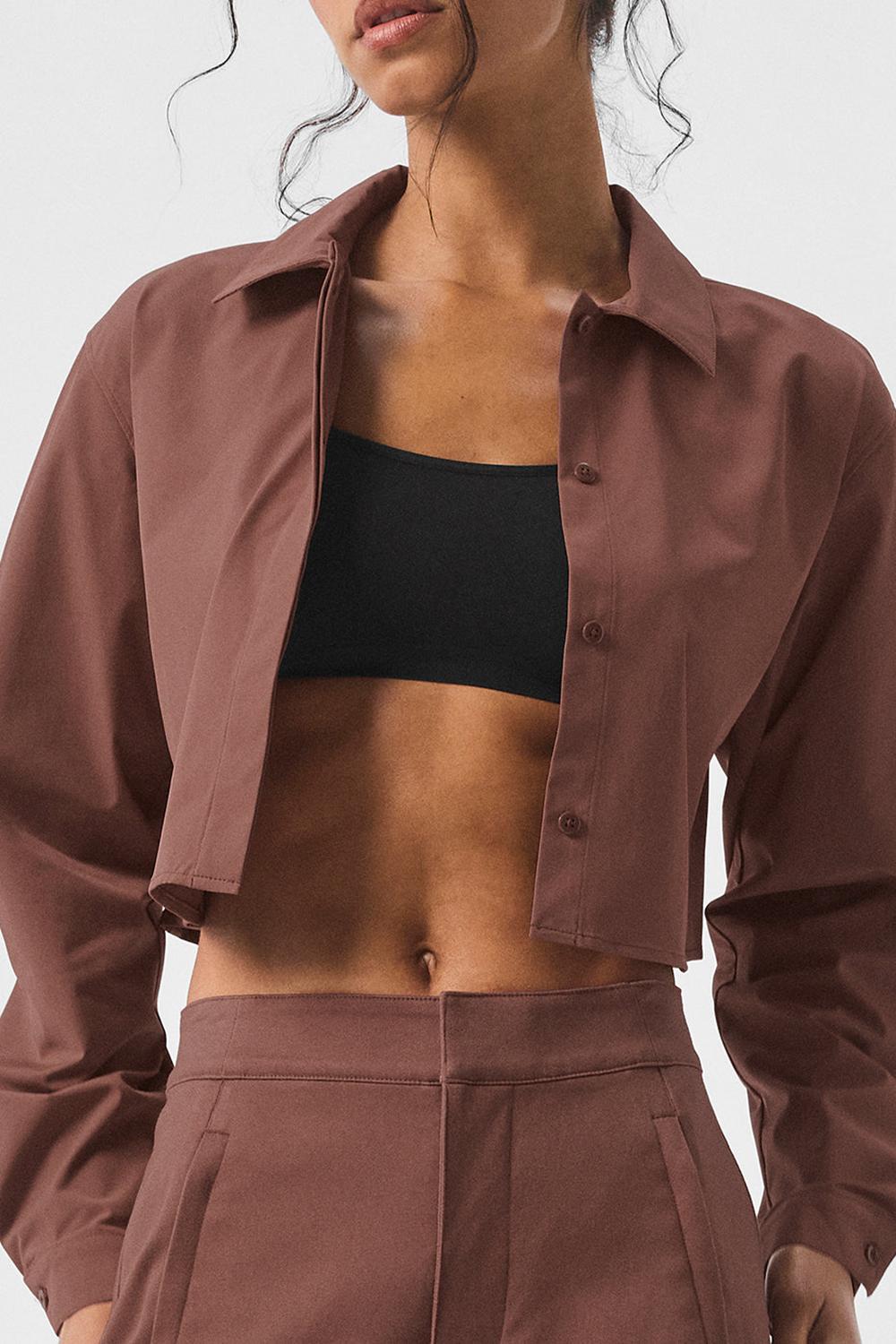 Alo Yoga Take Me Out Button Up Donna Top Corti Chestnut | Italia  GZA-701394