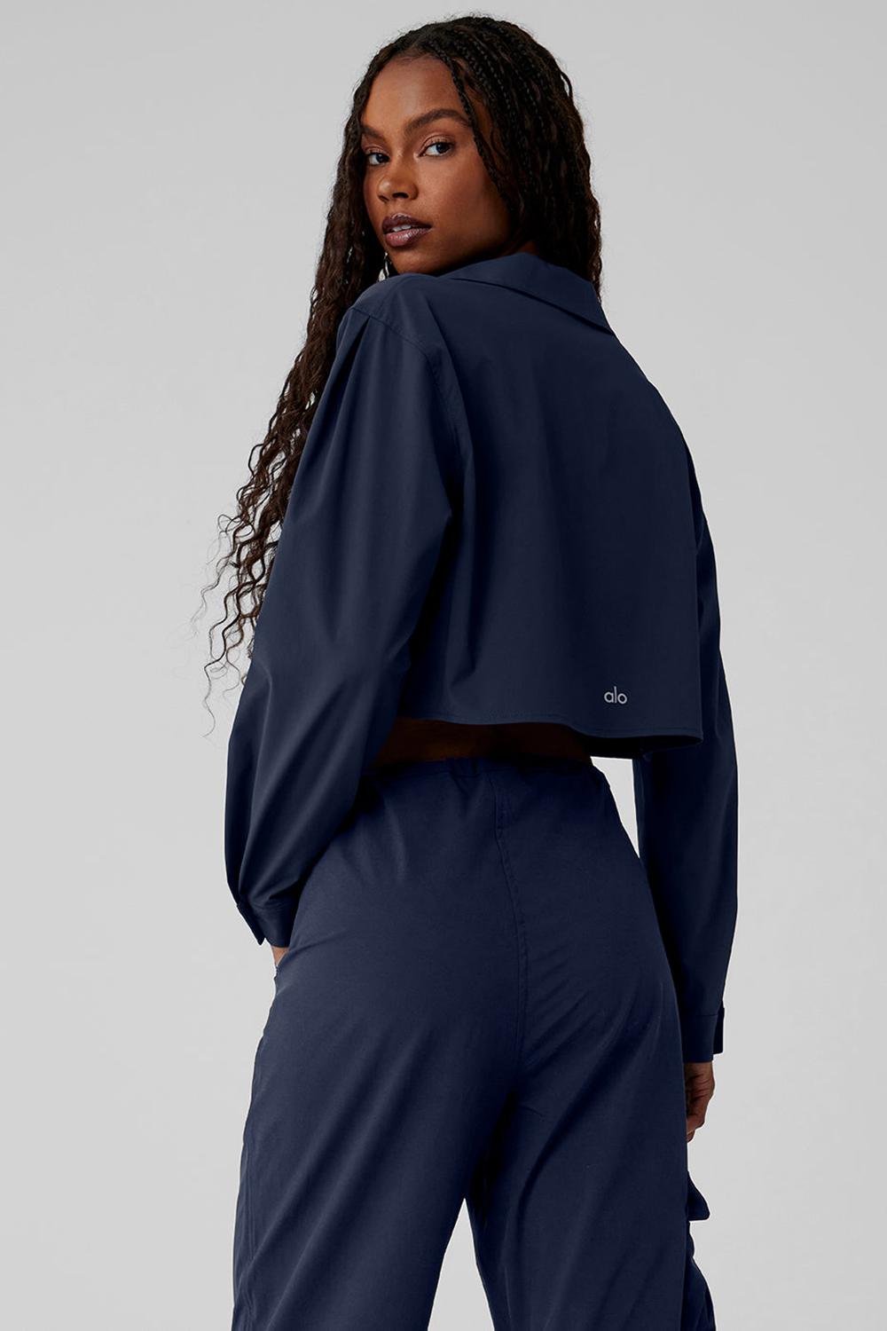 Alo Yoga Take Me Out Button Up Donna Top Corti Blu Marino | Italia  UXQ-590162