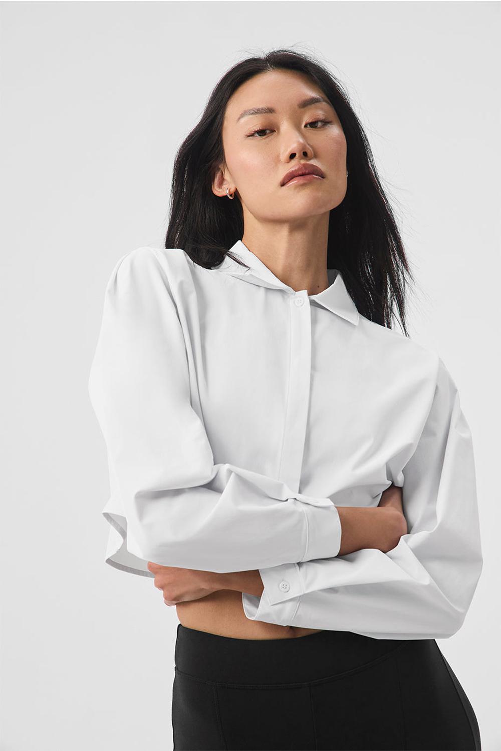Alo Yoga Take Me Out Button Up Donna Top Corti Bianche | Italia  LYP-057938