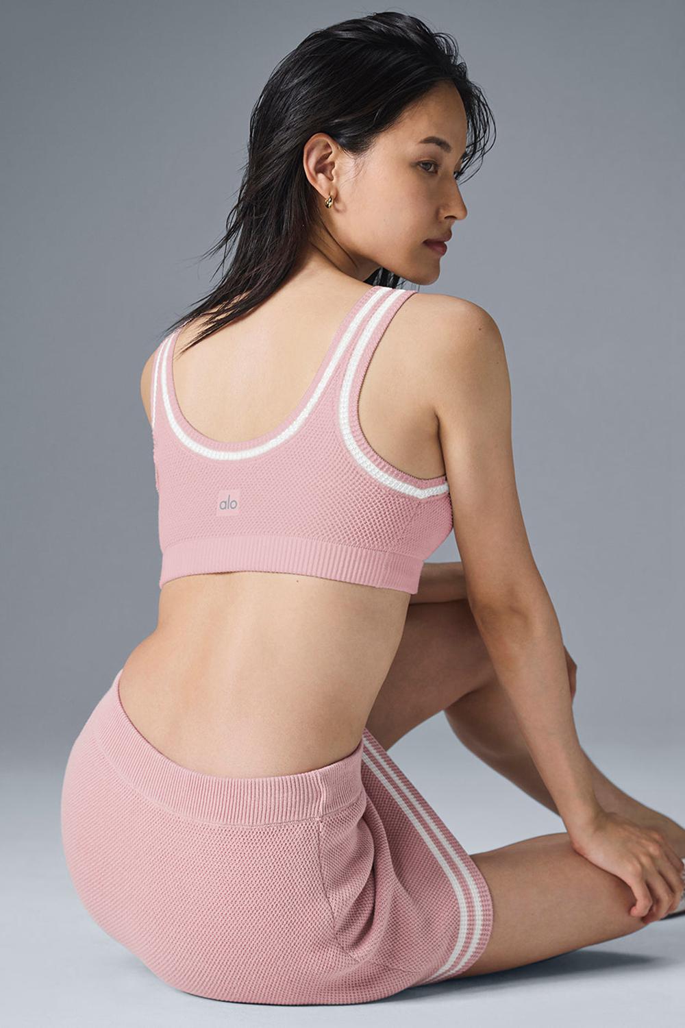 Alo Yoga Tennis Club Sweater Knit Donna Reggiseno Rosa Bianche | Italia  UAJ-351479