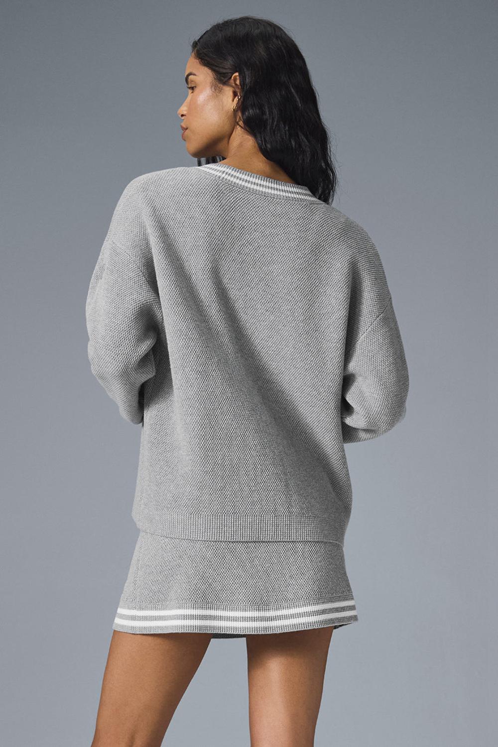 Alo Yoga Tennis Club Sweater Knit Donna Cardigan Grigie Bianche | Italia  LRY-531407