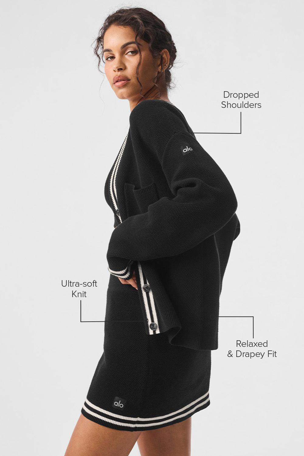 Alo Yoga Tennis Club Sweater Knit Donna Cardigan Nere | Italia  WYD-273495