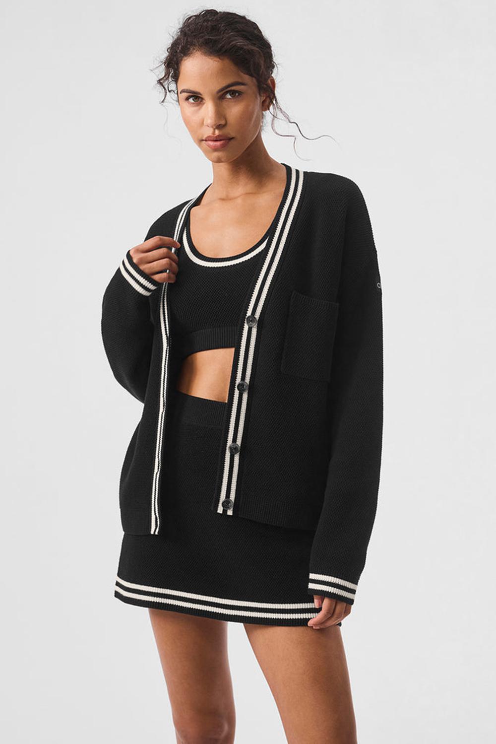Alo Yoga Tennis Club Sweater Knit Donna Cardigan Nere | Italia  WYD-273495