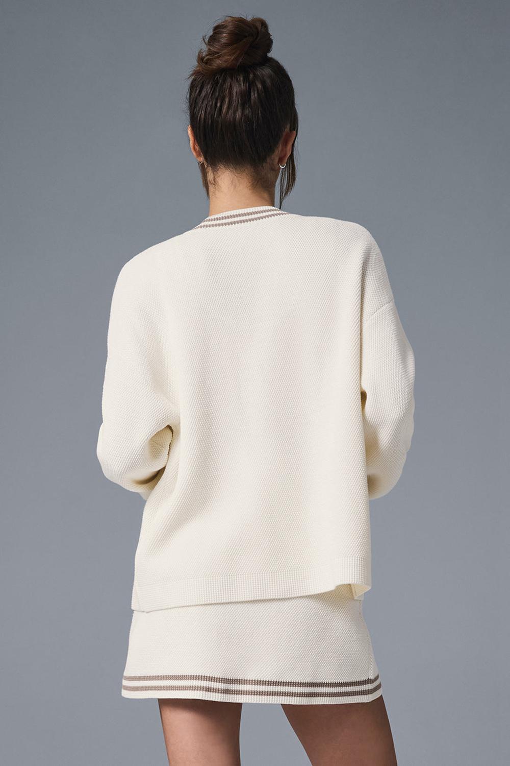 Alo Yoga Tennis Club Sweater Knit Donna Cardigan Ivory / Gravel | Italia  TXI-274138