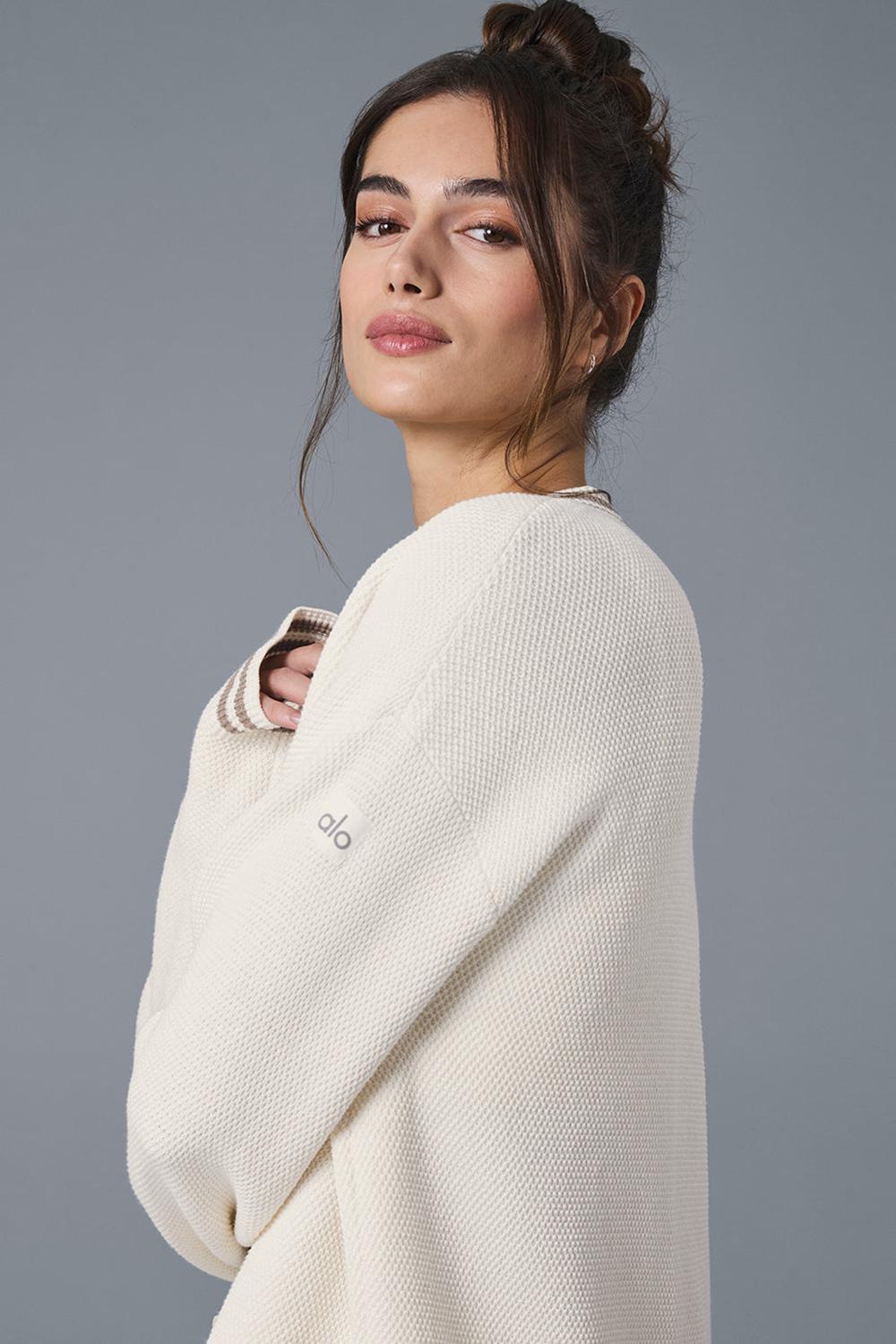 Alo Yoga Tennis Club Sweater Knit Donna Cardigan Ivory / Gravel | Italia  TXI-274138