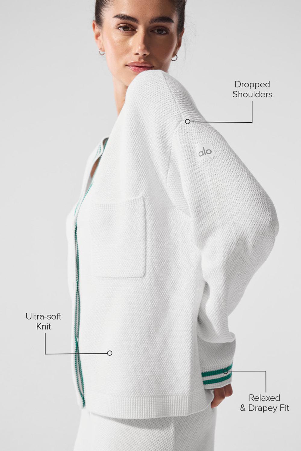 Alo Yoga Tennis Club Sweater Knit Donna Cardigan Bianche Verdi | Italia  AXZ-736410