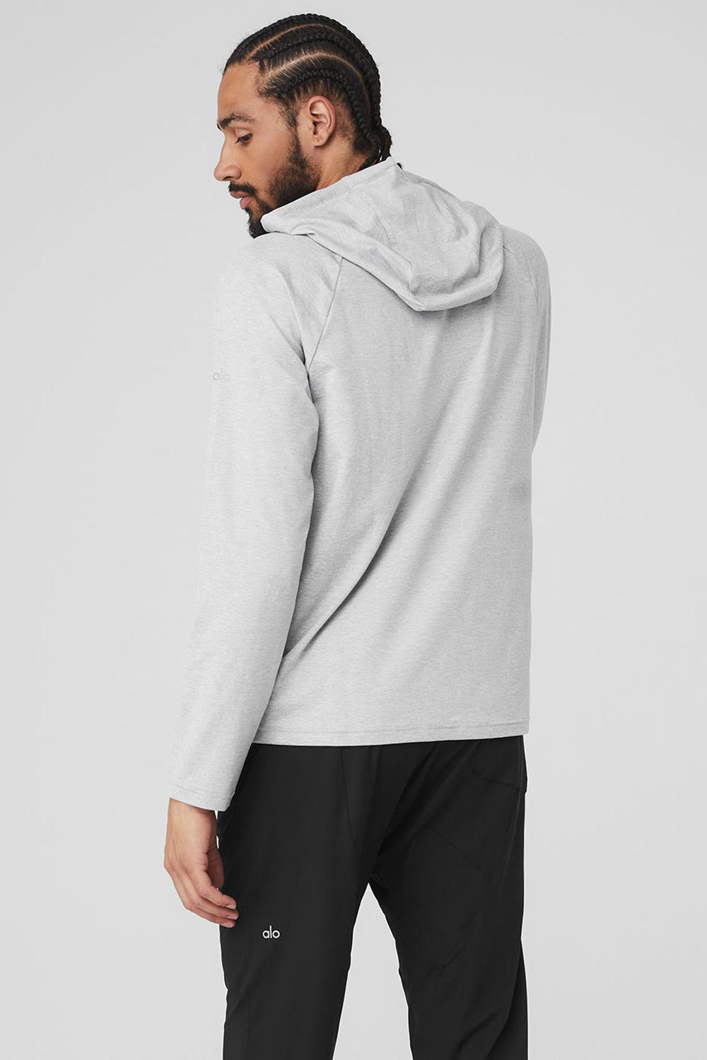 Alo Yoga The Conquer Uomo Felpa con Cappuccio Grigie | Italia  UIX-529610