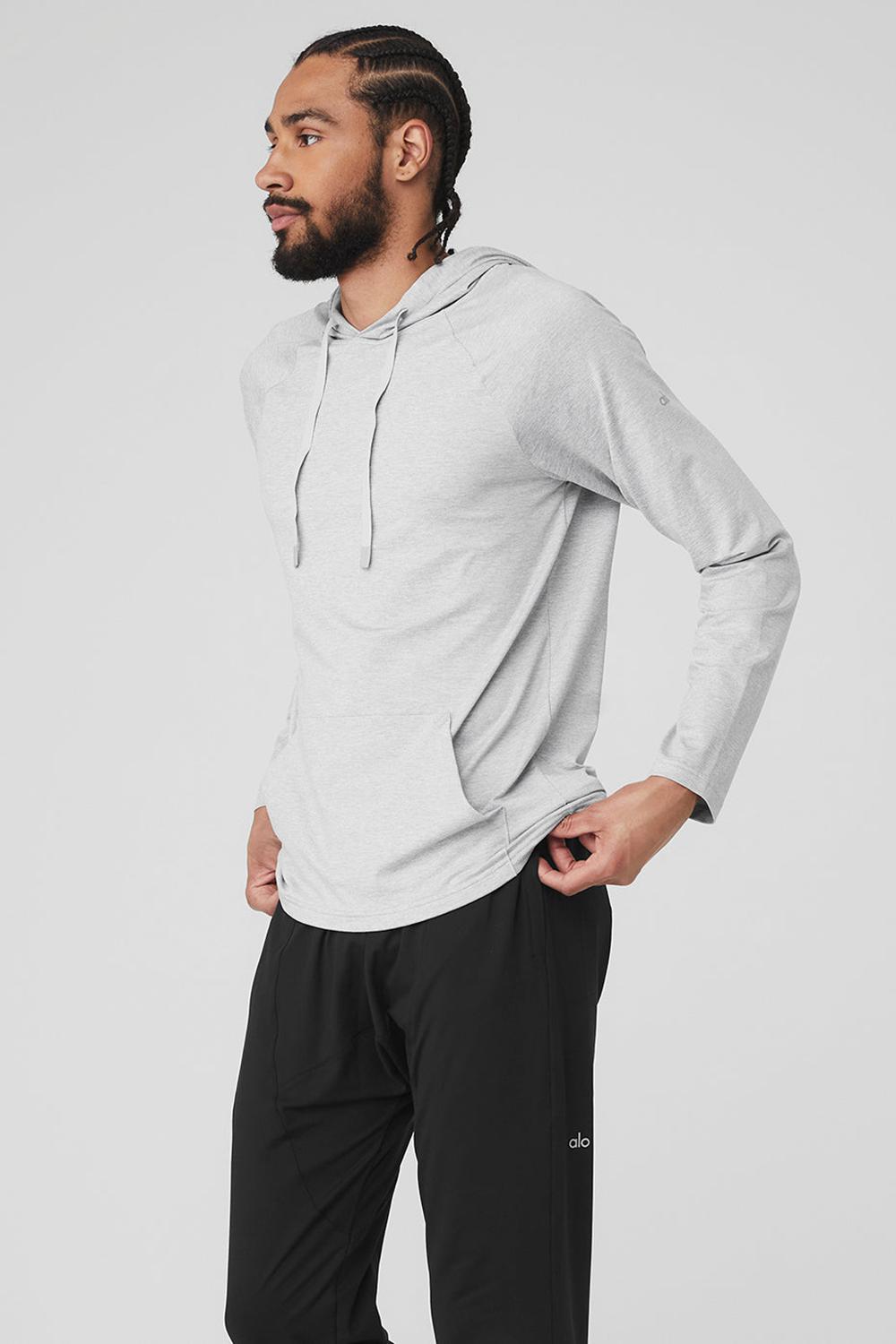 Alo Yoga The Conquer Uomo Felpa con Cappuccio Grigie | Italia  UIX-529610
