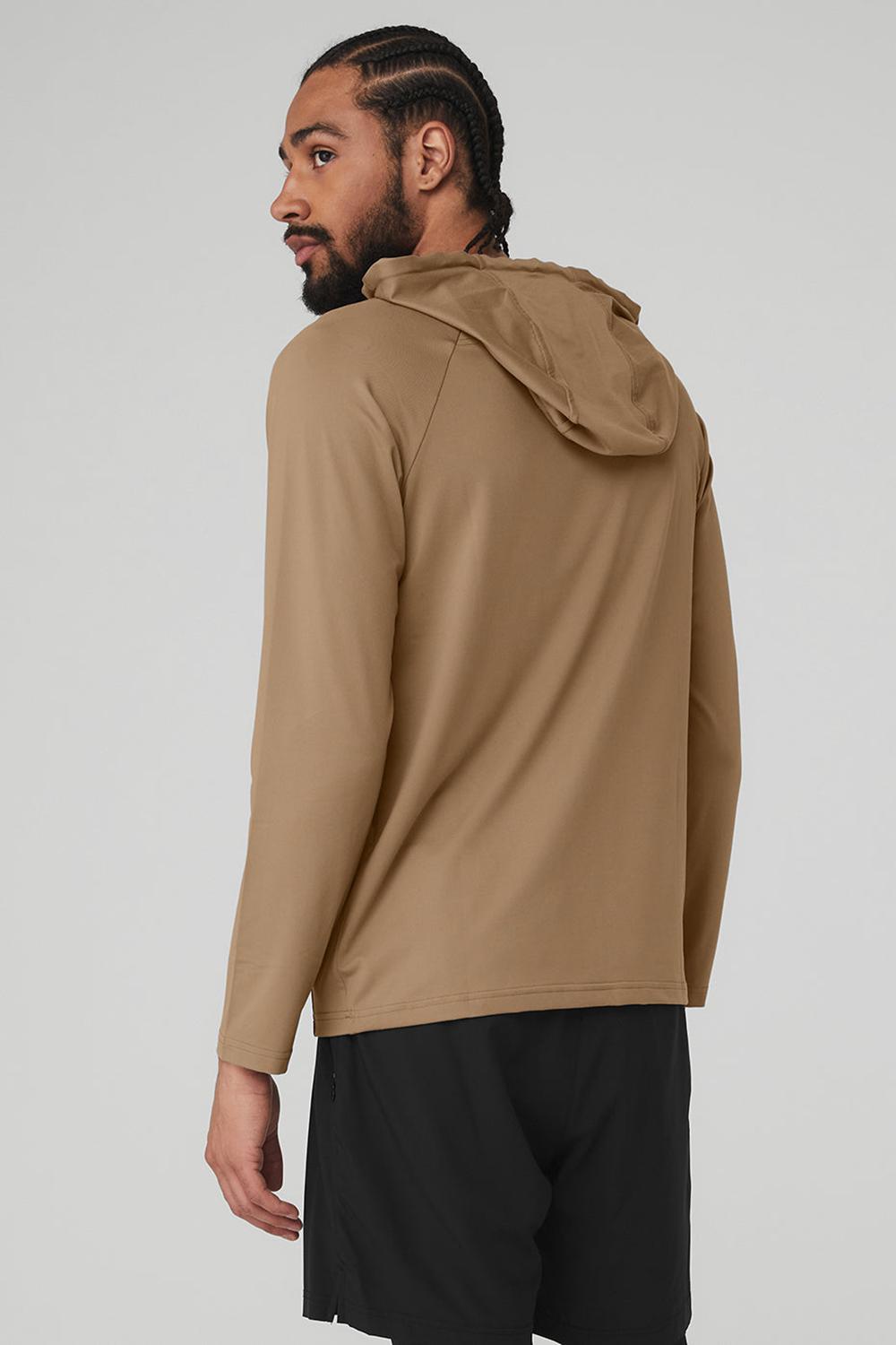 Alo Yoga The Conquer Uomo Felpa con Cappuccio Gravel | Italia  VCL-294035