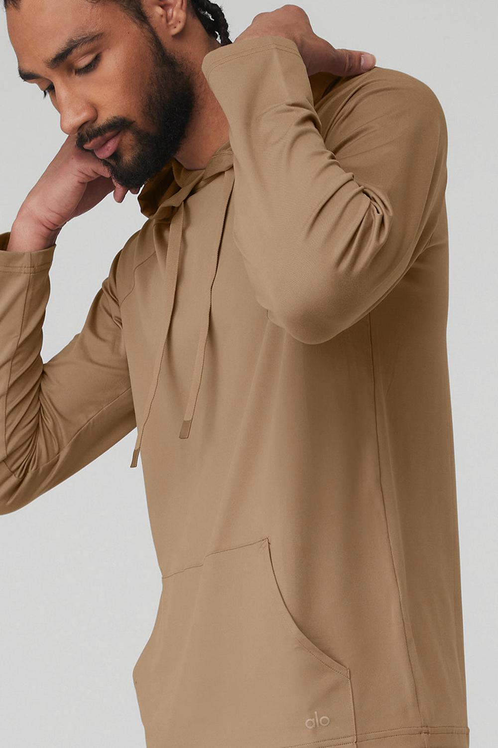 Alo Yoga The Conquer Uomo Felpa con Cappuccio Gravel | Italia  VCL-294035
