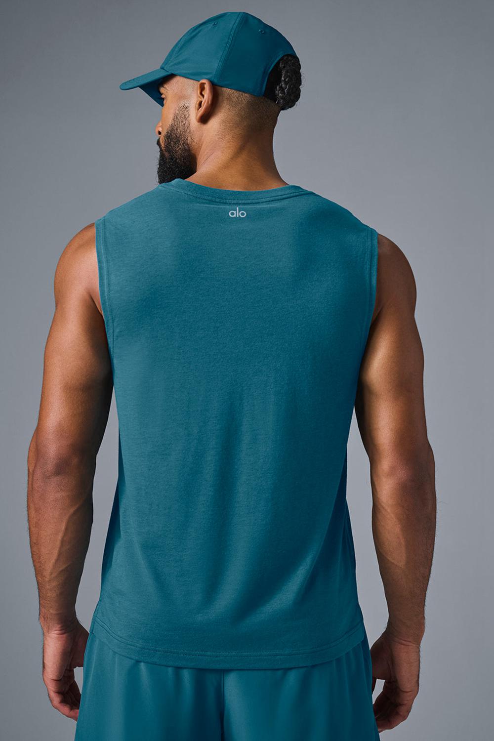 Alo Yoga The Triumph Muscle Uomo Tank Oceanic Teal | Italia  INV-485603