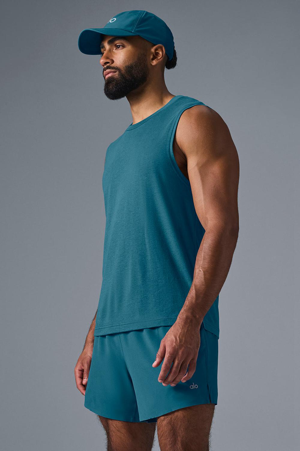 Alo Yoga The Triumph Muscle Uomo Tank Oceanic Teal | Italia  INV-485603