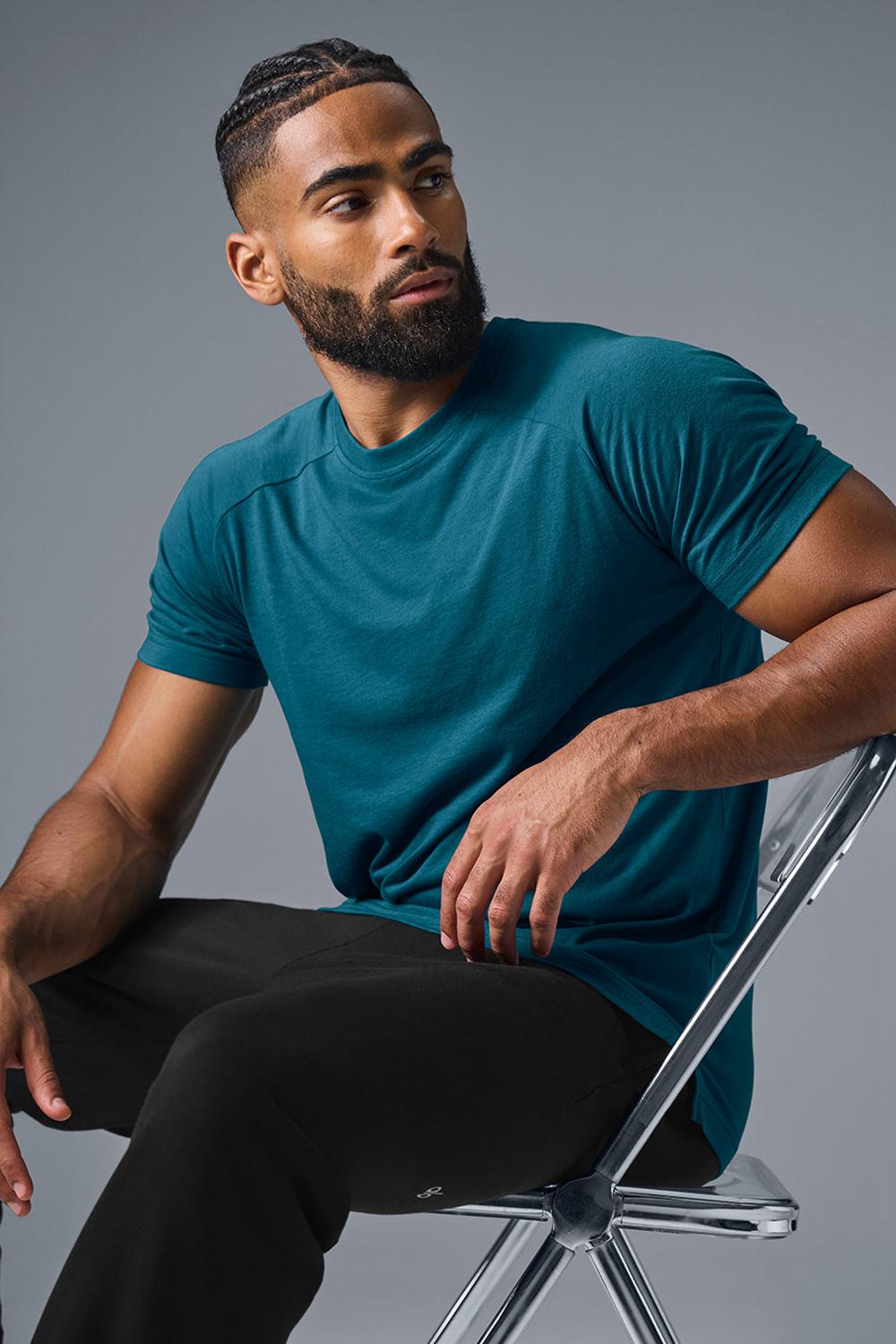 Alo Yoga Triumph Raglan Uomo Tee Oceanic Teal | Italia  TSX-287049
