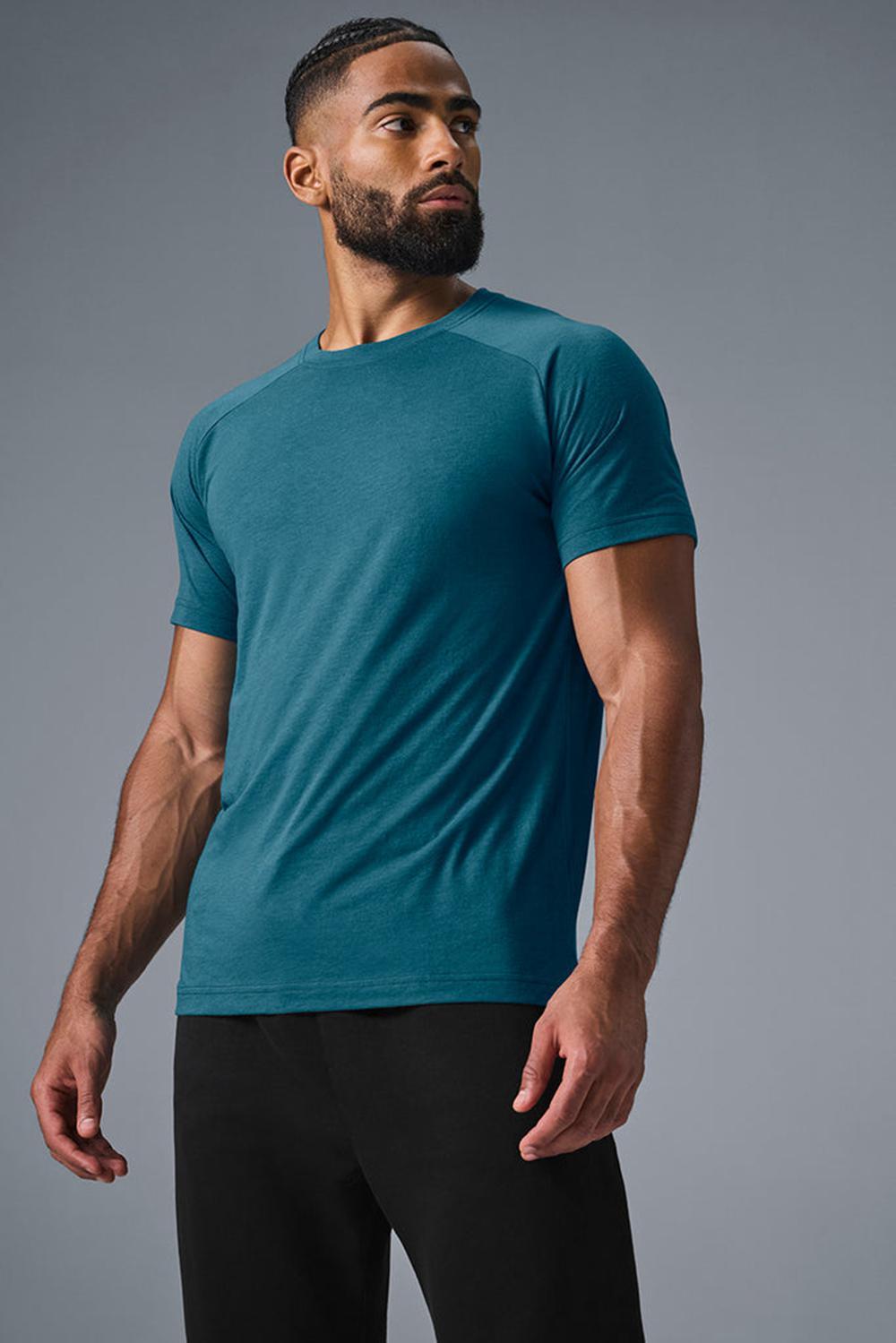 Alo Yoga Triumph Raglan Uomo Tee Oceanic Teal | Italia  TSX-287049