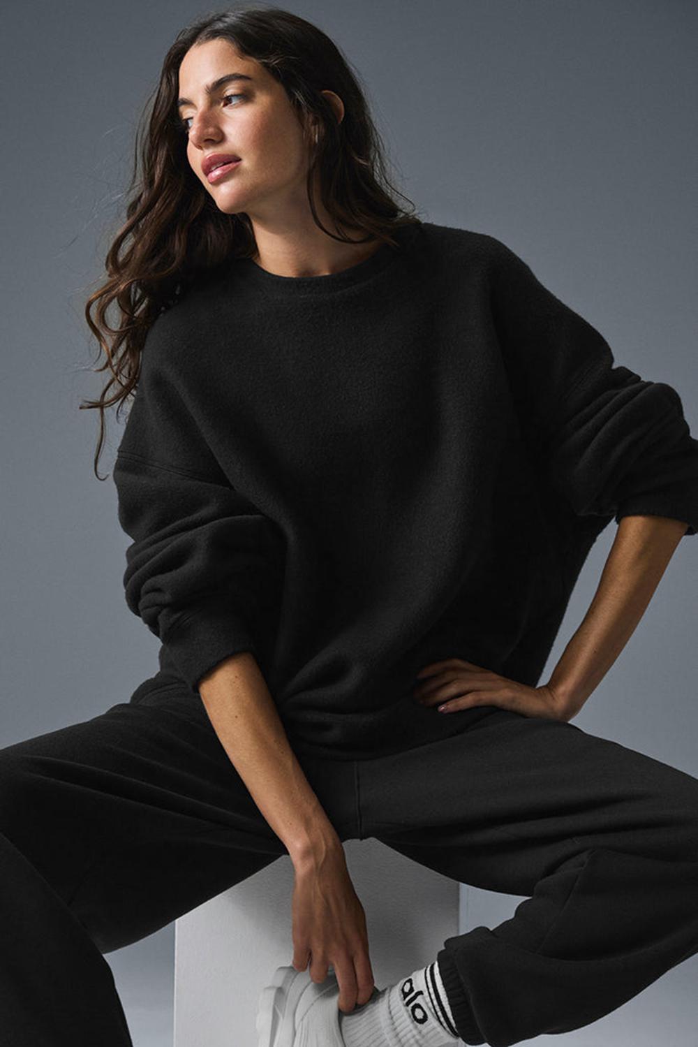 Alo Yoga Triumph Restore Crew Neck Donna Felpa Nere | Italia  NKO-132854