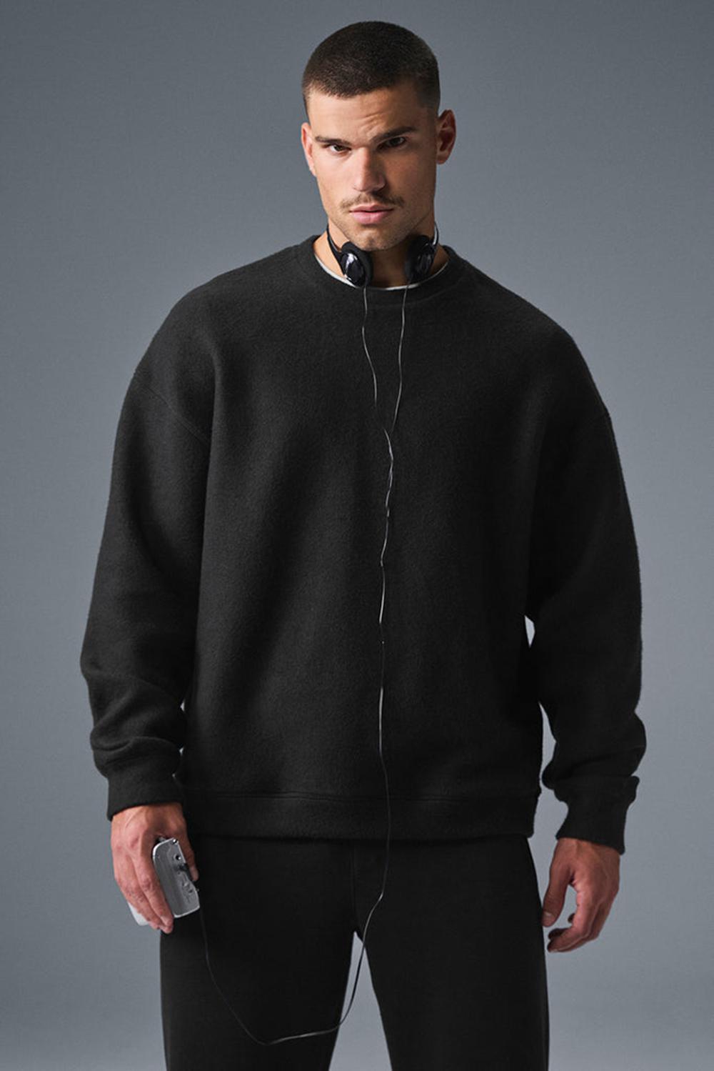 Alo Yoga Triumph Restore Crew Neck Uomo Felpa Nere | Italia  PZD-082596