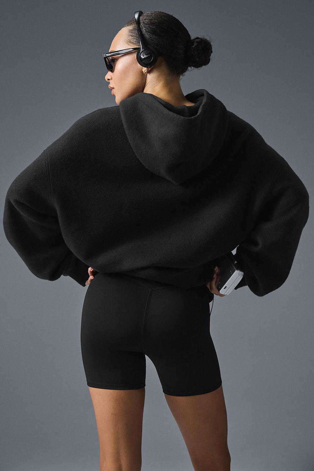 Alo Yoga Triumph Restore Donna Felpa con Cappuccio Nere | Italia  DRP-701964