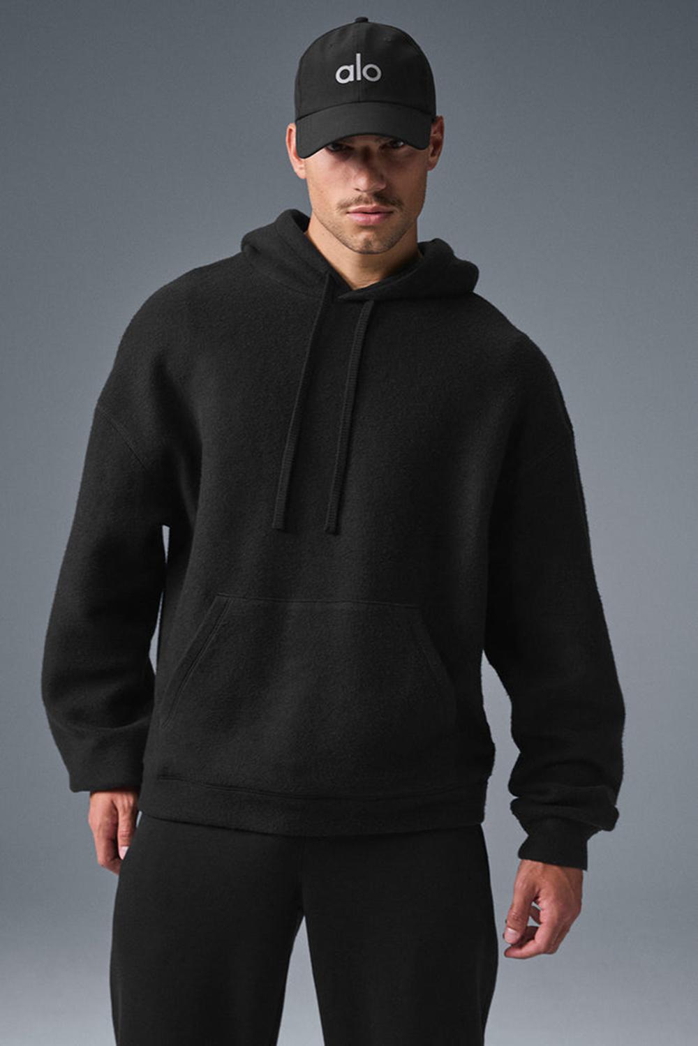 Alo Yoga Triumph Restore Uomo Felpa con Cappuccio Nere | Italia  PKM-714259