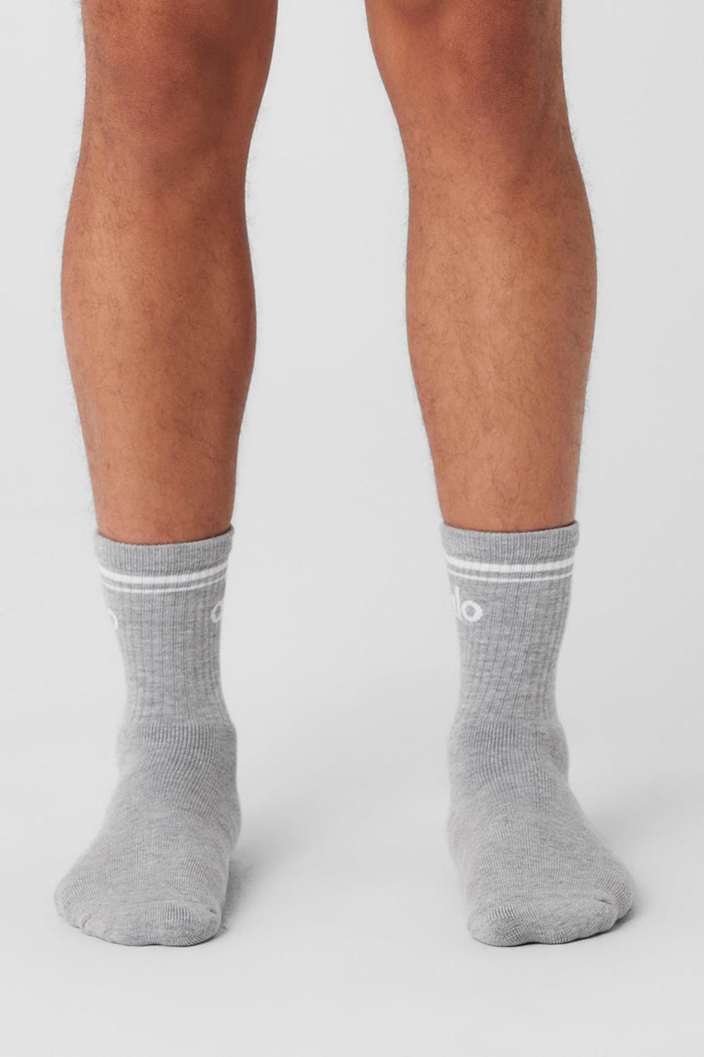 Alo Yoga Unisex Half-Crew Throwback Donna Sock Grigie Bianche | Italia  WBQ-162953