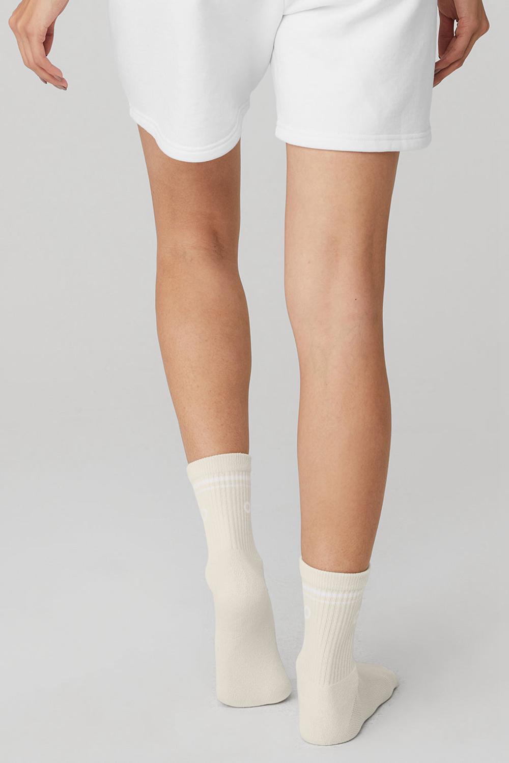 Alo Yoga Unisex Half-Crew Throwback Donna Sock Bianche | Italia  USI-247085