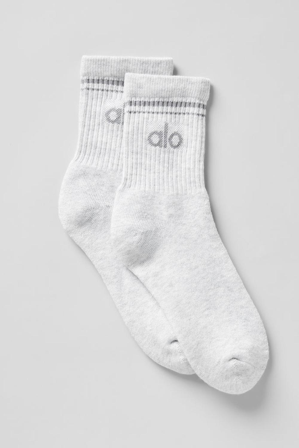 Alo Yoga Unisex Half-Crew Throwback Donna Sock Bianche Grigie | Italia  TZP-463089