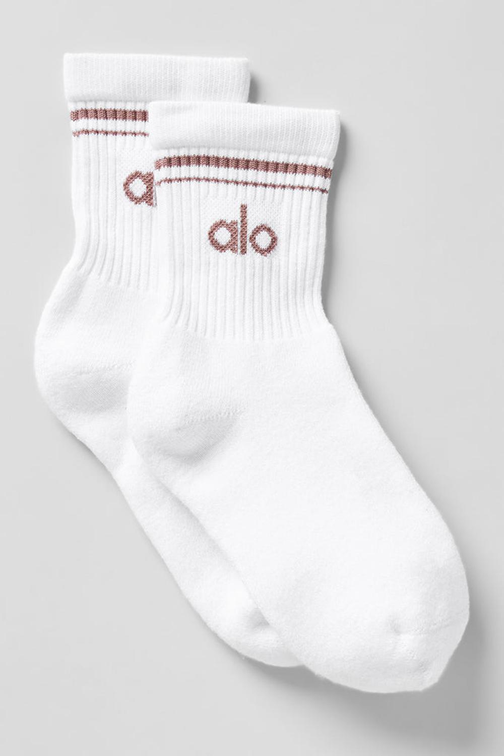Alo Yoga Unisex Half-Crew Throwback Donna Sock Bianche | Italia  DVX-104258
