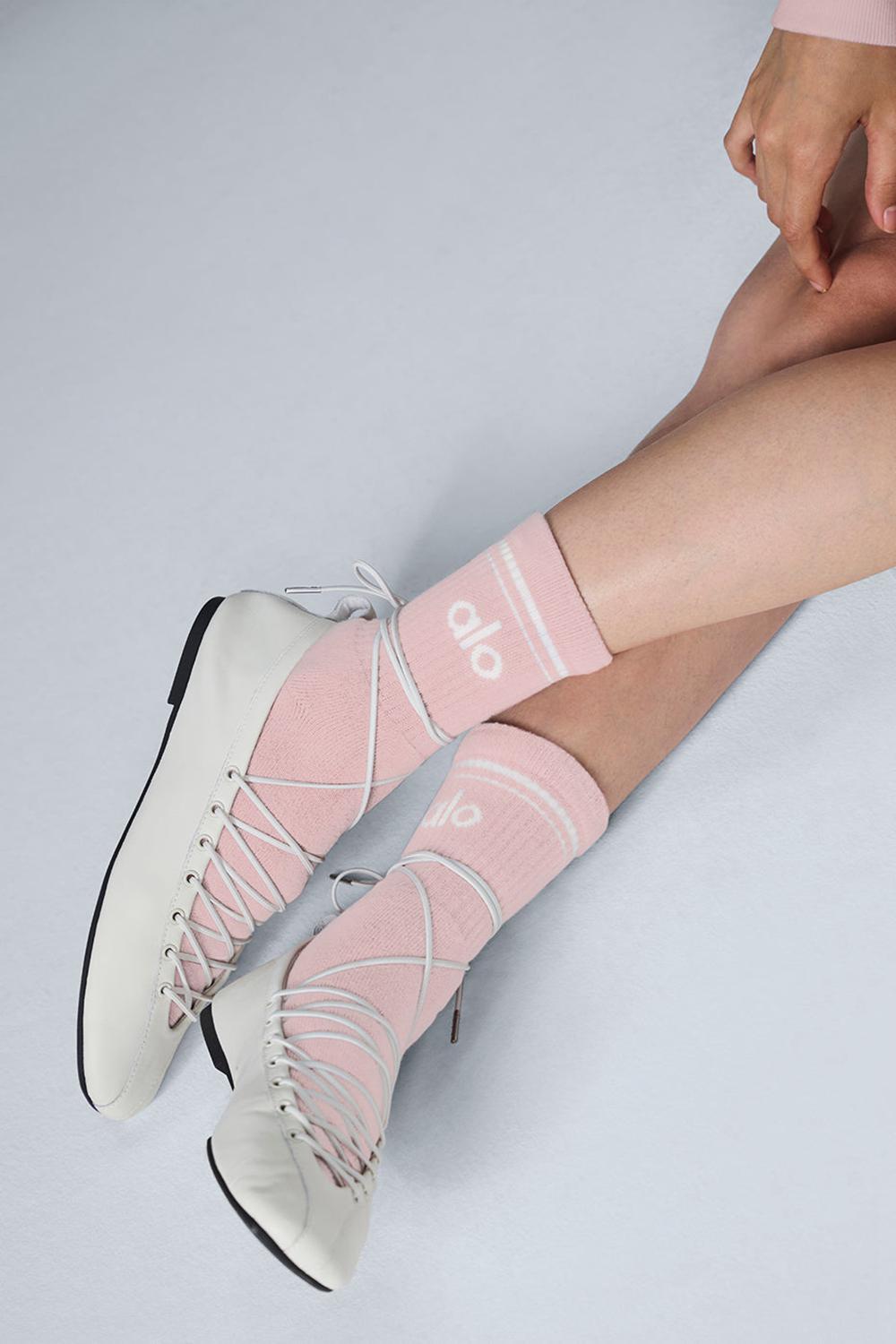Alo Yoga Unisex Half-Crew Throwback Uomo Sock Rosa Bianche | Italia  CJD-508149